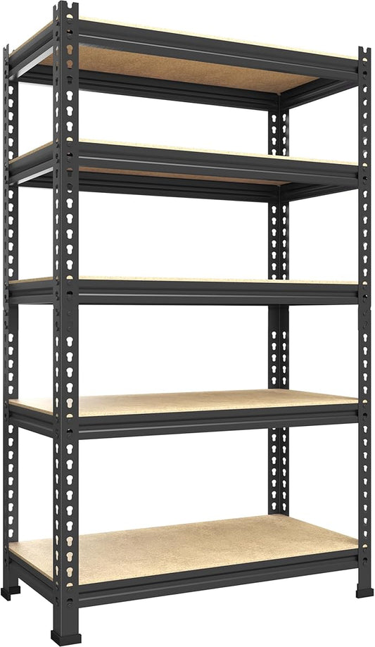 PrimeZone Storage Shelves 5 Tier Adjustable Garage Storage Shelving, Heavy Duty Metal Storage Utility Rack Organizer Shelf Unit for Warehouse Pantry Closet Kitchen Basement, 28" x 12" x 59", Black