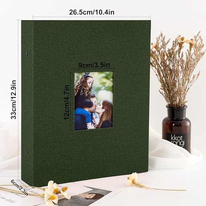 Ywlake Photo Album 4x6 1000 Vertical Pockets, Extra Large Capacity Linen Cover Picture Albums Holds 1000 Vertical Photos Only Green