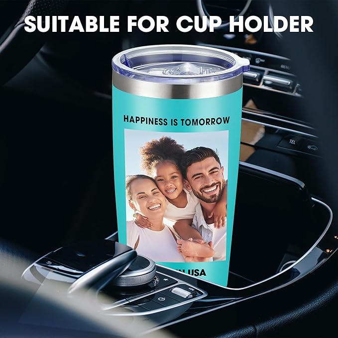Personalized Custom Tumbler Print in USA 96 Pcs 20oz Stainless Steel Coffee Cup with Lid & Straw Double Wall Insulated Tumbler with Colorful Text Logo Photo