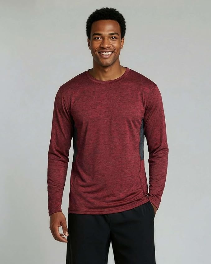 Real Essentials 4 Pack: Mens Long Sleeve Dry Fit T Shirts Hiking Fishing Workout Gym Work Sun UPF 50 Wicking Running Tee
