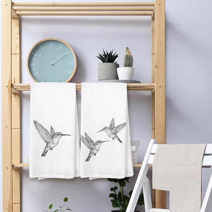 Vintage Hummingbird Decor Gifts Hand Towels for Home, Sketch Hummingbird Birds Decorative Hand Towels for Bathroom Kitchen，Hummingbirds Humming Bird Gifts for Women