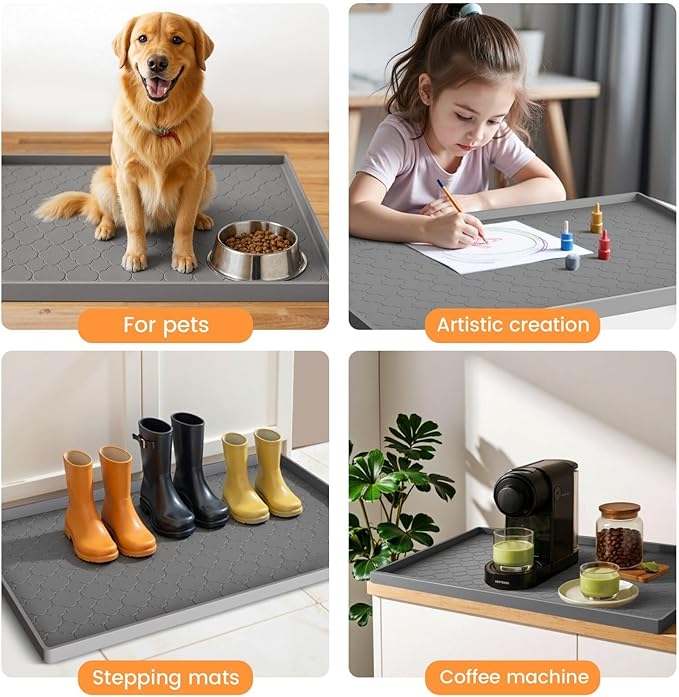 Jin&Bao Waterproof Under Sink Mat 40" x 22", Thick Silicone Mat Cabinet Protector for Kitchen and Bathroom, Shelf Liner, Home Organizer and Storage, Multipurpose Tray for Gadgets and Essentials