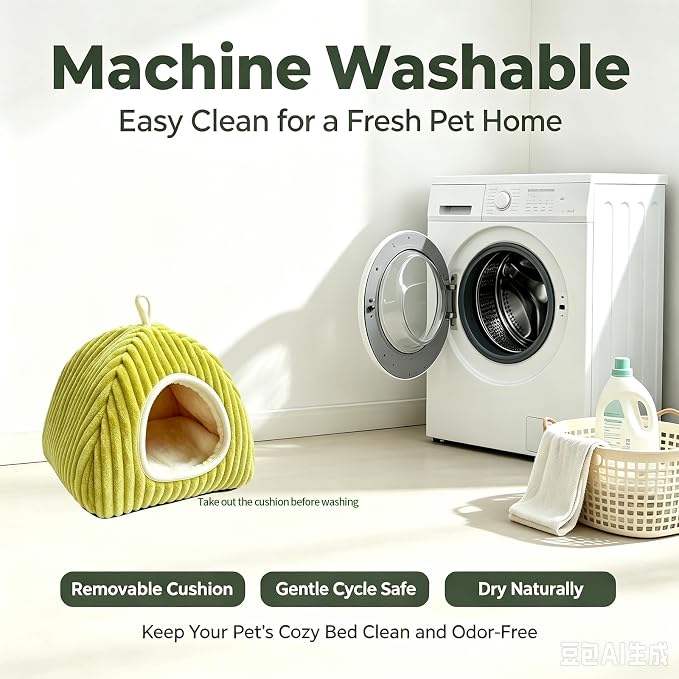 Guinea Pig Hideout Bed, Enclosed Cave for Rabbits Chinchillas | Small Animals Sleeping House with Removable Cushion, Foldable Washable Nest for Bunny, Hedgehog, Ferret, Chinchilla, Indoor