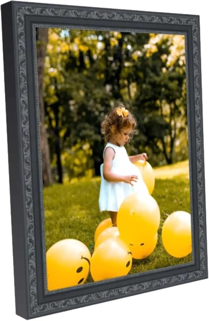 M Modern Memory Design 15x40 Black Picture Frame - Classic Wood Antique Vintage Bead Framing - Wall Mount Acrylic Glass 15x40 Frame