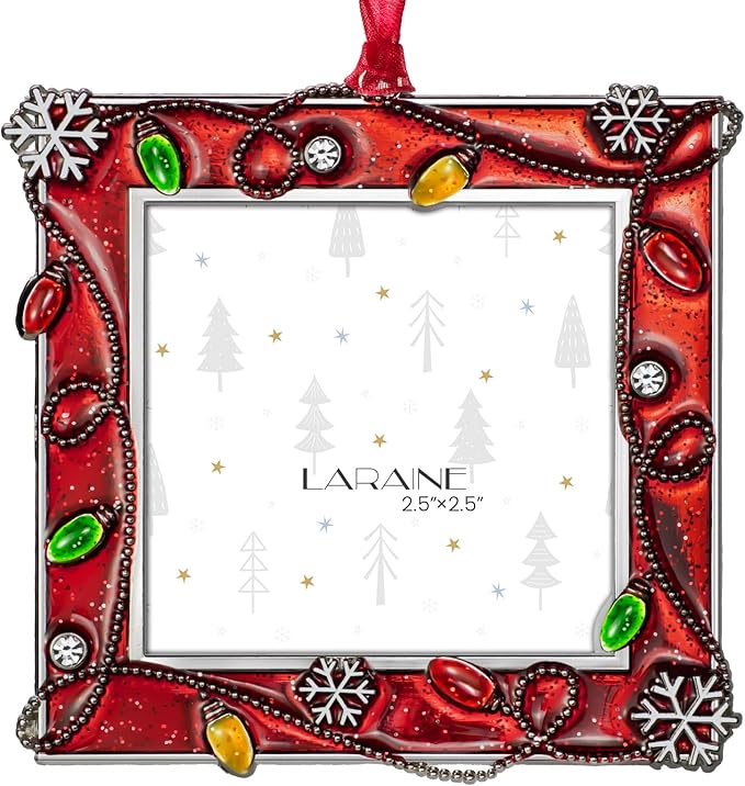 LARAINE Picture Photo Frame Christmas Metal 2025 Christmas High Definition Glass Display Pictures for Tabletop Home Decorative Holiday Gift (Red, 2.5)