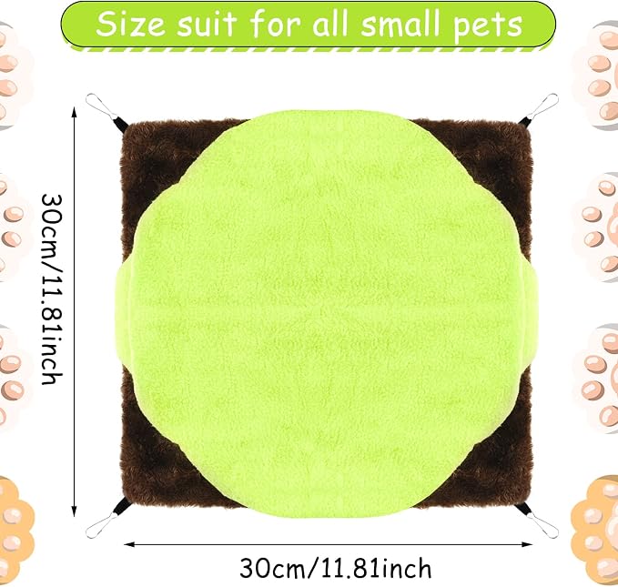 3 Tier Ferret Rat Hammock, Guinea Pig Cage Accessories, Green | Rat Hammock for Cage, Pet Cage Hanging Hammock, Small Animals, Guinea Pig, Ferret, Kitten, Squirrel, Chinchilla, Rat, Parrot