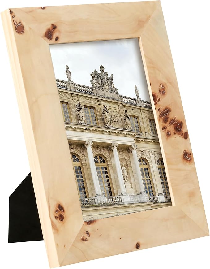 Concepts Set Of 4-4x6 Burl Wood Picture Frames - Natural Wood Finish Picture Frames for Family Photos - Elegant Wallhung Decor in Bulk
