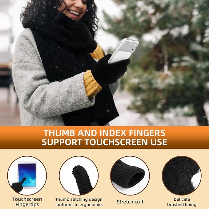 Geyoga 6 Pcs Winter Warm Set for Women Warm Beanies Hats Touchscreen Gloves Long Scarf Ear Muffs Socks Winter Gifts for Women