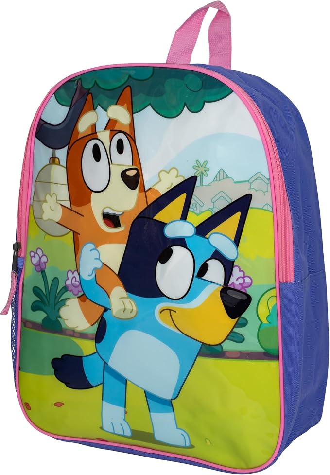 AI ACCESSORY INNOVATIONS Bluey & Bingo Kids Backpack, Elementary School Girls Book Bag with Padded Straps, Purple
