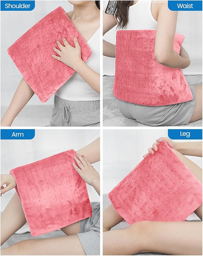 RENPHO Electric Heating pad for Back, Mothers Day Gifts & Birthday Gifts for Her Him, Heating Pads for Neck and Shoulder, FSA Eligible HSA Store, Auto-Off, ETL Certified, Extra Large 12"x24" Pink