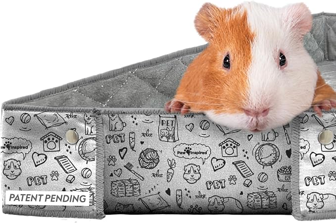 Paw Inspired Critter Box Cage Liner, Raised Sides, C&C 2x5 Size | Washable Fleece Bedding for Guinea Pigs Rabbits, Hamsters, Small Animals, Edge Protected Pee Pads