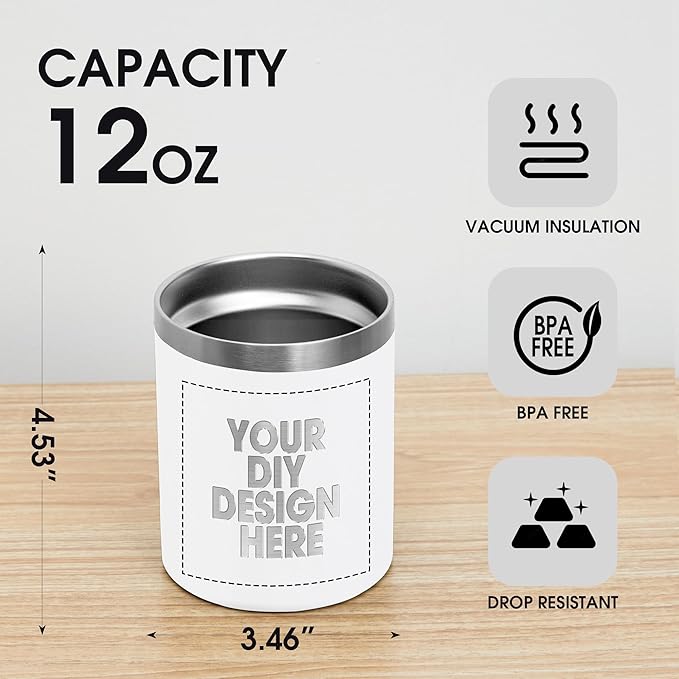 Personalized Custom Tumbler Print in USA 12oz 10Pcs Stainless Steel Travel Coffee Cup with Lid & Straw Double Wall Insulated Mug With Colorful Text Logo Photo