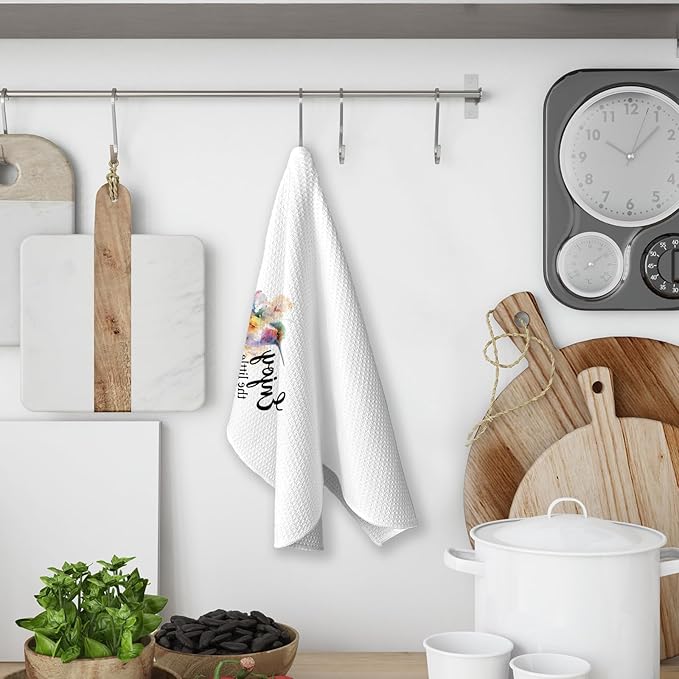 Inspirational Hummingbird Kitchen Towels, Motivational Gifts Dish Towels for Kitchen, Enjoy The Little Things Positive Quote Decorative Hand Towels for Bathroom, Hummingbird Gifts for Women