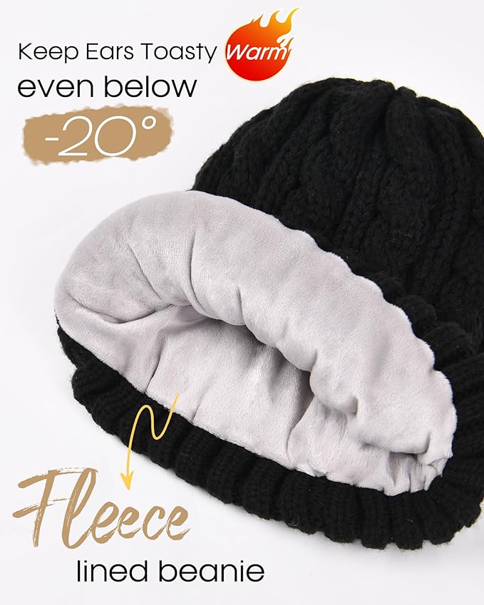 FURTALK Womens Winter Hat Gloves Scarf Set Fleece Knit Pom Beanie Warm Neck Warmer Touchscreen Gloves 3 in 1 Gift Set