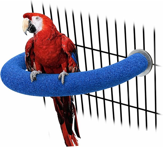Rypet U-Shaped Large Parrot Perch, Quartz Bird Perch for Cage(Blue XL) | Safe Chew & Rest Perch for Large Birds, Durable Non-Toxic Cage Accessory, for Parakeets Cockatiels Conures Macaws