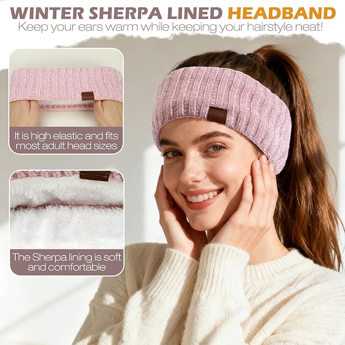 Winter Hats Gloves Scarf Set for Women, Beanie Hat Headband Ear Warmer, Infinity Scarf Touchscreen Gloves for Cold Weather