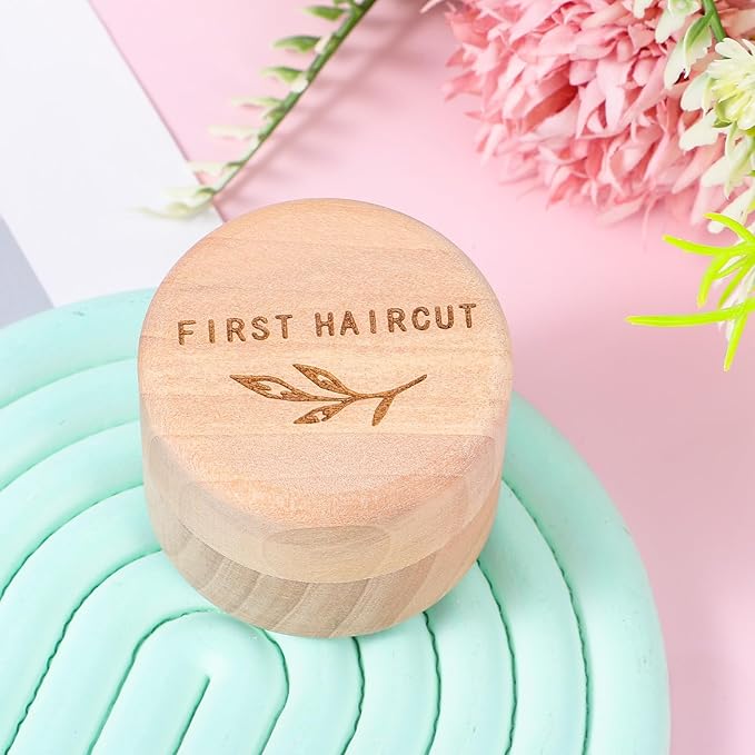 Memorial Box Engraved Wooden Round Newborn Wood Case Baby Keepsake Tooth Box Fetal Hair Memorial Storage Container Carved Baby Fetal Hair Case for Babys Shower Pregnancy Christen Gift