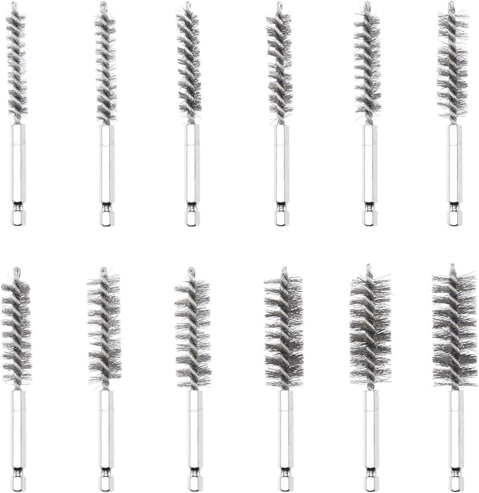 NEIKO 00325A Wire Brush Drill Attachments with 1/4-Inch Hex Shank, SAE and MM Brushes Assortment, Mountable on Power Drill or Die Grinder, 38-Piece Set