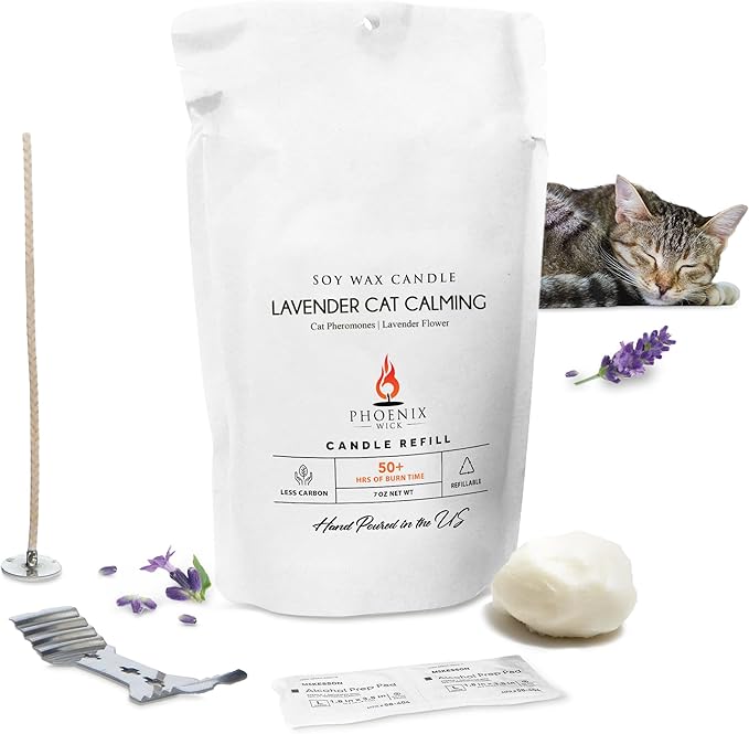 Phoenix Wick Candle Making Kit – Transform Anything Into A Candle – Candle Making Kit with Wick + 7oz Wax (Cat Calming Scent)