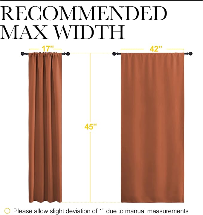 NICETOWN Blackout Curtains and Drapes - Thermal Insulated Solid Rod Pocket Blackout Draperies/Panels (Burnt Orange, 1 Pair, 42 by 45 inches)