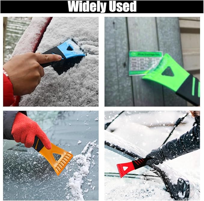 4PCS Snow and Ice Scraper for Car Windshield - Ice Snow Frost Removal Tool with Non-Slip Handle - Plastic Snow Scraper Auto Window Shovel Tool - Winter Windshield Defroster Tool No Scratch for Cars