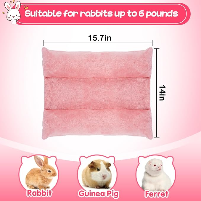 Alphatool 15.7" x 14" Soft Bunny Bed - Rabbit Bed, Warm Cuddle Cushion Plush Mat for Guinea Pig, Ferret, Small Animal - Pink