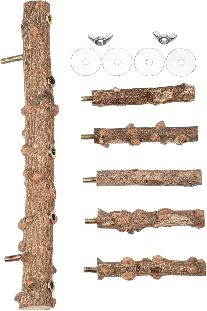 Bird Ladder Perch for Cage Natural Wood Bird Parrot Perch Stand Chewing Toy | Parrot Perch Bridge Climbing Cage Accessories for Small Medium Animal