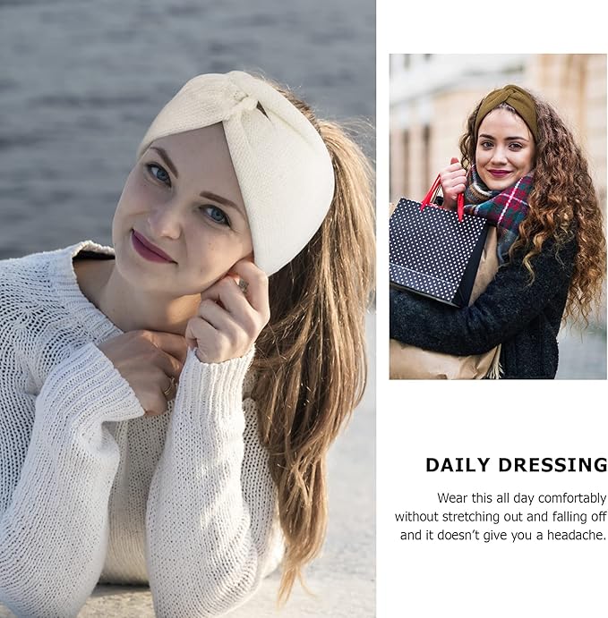 DRESHOW Winter Knit Chunky Headbands for Women Crochet Turban Knitted Ear Warmer Fashion Head Wrap 6 Pack