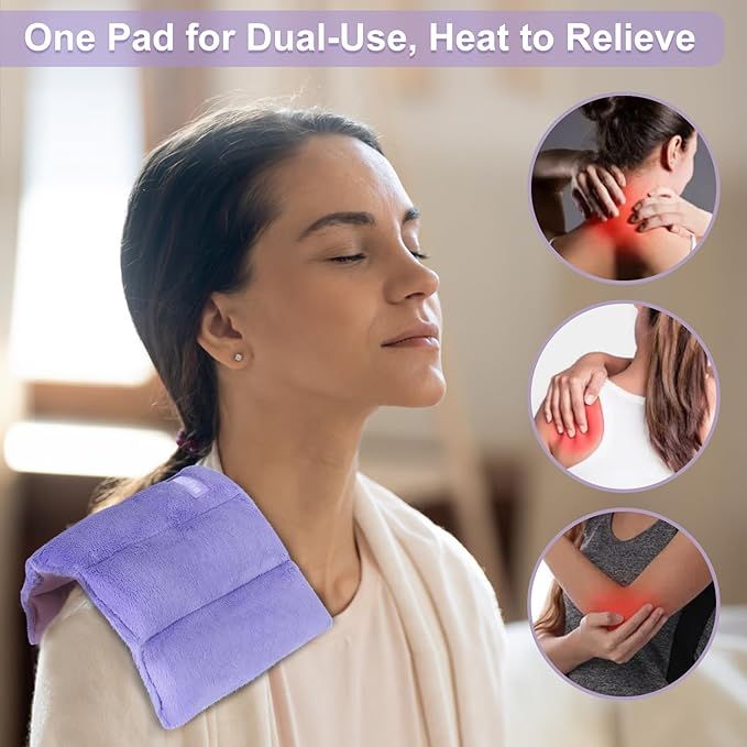 SuzziPad Heating Pad Microwavable, 6.5x12” Reusable Heat Pads for Discomfort Reduction, Moist Heated Pack, Muscle Ache, Soothing Back, Neck and Shoulder Fatigue, Warmer Hot Packs (Purple)