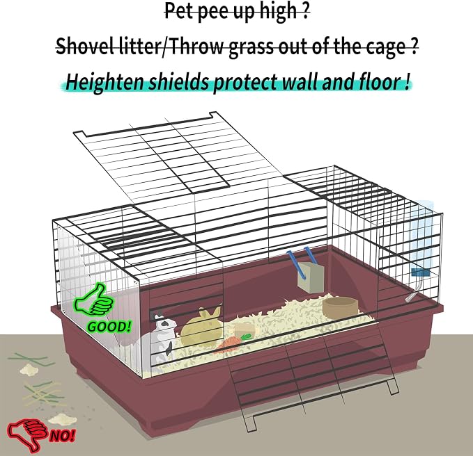 Oncpcare 12 Pack Rabbit Cage Urine Guard 10'' x 8.2'' Pet Plastic Splash Guard Panels Liner Protection Clear Edge Liner Guinea Pig Side Lining Bird Cage Protector from Cats