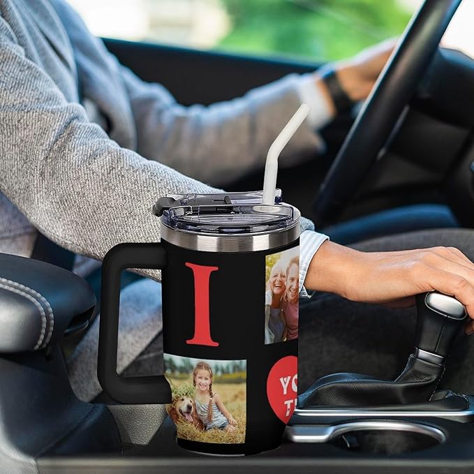 Personalized Tumbler Custom Insulated Travel Mug Custom Drinking Coffee Cup with Photos and Text 40oz Christmas Birthday Gift