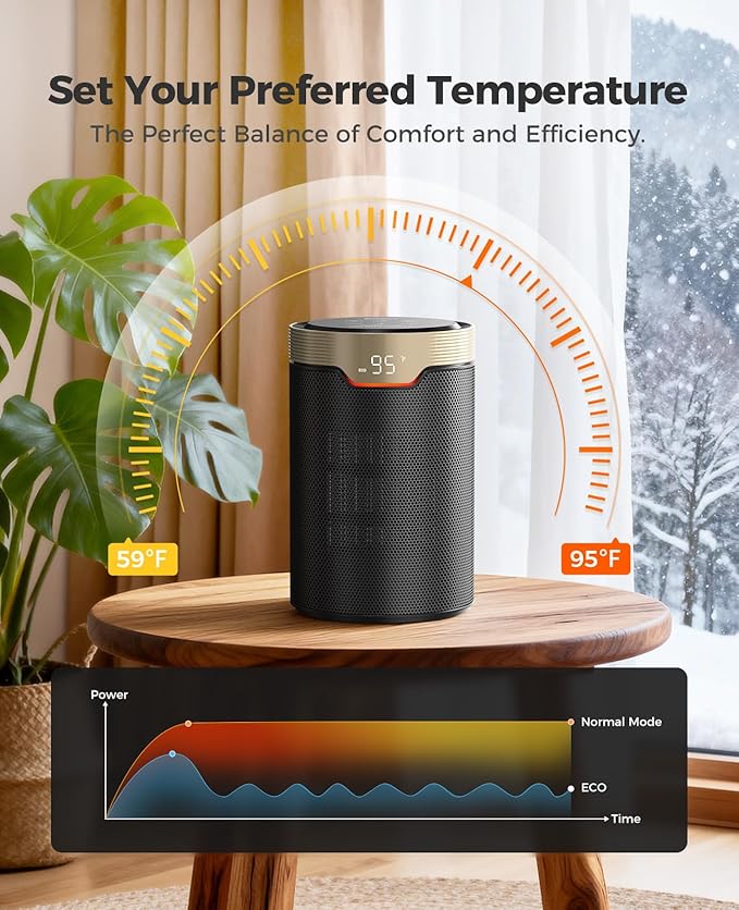 BREEZOME Space Heater, 1500W Portable Electric Heaters for Indoor Use, Small Desk Heater Quiet for Room with Thermostat & 24H Timer, Remote Control for Home Bedroom Office