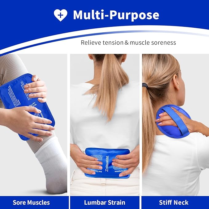 Gel Ice Pack for Injuries Reusable Soft Freezer Ice Bag with Strap- Hot Cold Compress Packs for Swelling Bruises Surgery Knee Shoulder Foot Back Ankle Neck Elbow Wisdom Tooth-2 Pack