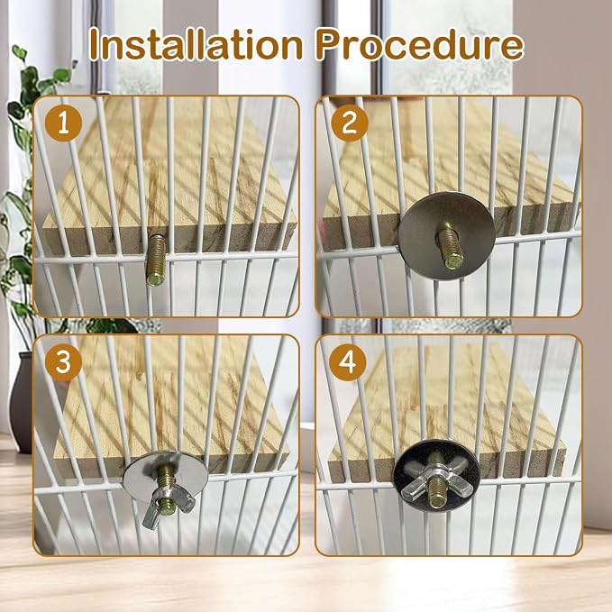 Wooden Chinchilla Cage Platforms Set 7 Pack Wood Shelves for Rat Cage Corner Ledges Small Animal Climbing Steps Standing Board for Juvenile Squirrel Gerbil Accessories