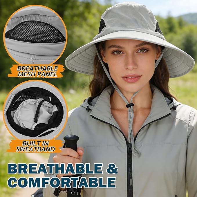 EINSKEY Wide Brim Sun Hat, UPF 50+ UV Protection Waterproof Packable Bucket Hat for Men & Women, Fishing Hiking Beach Garden
