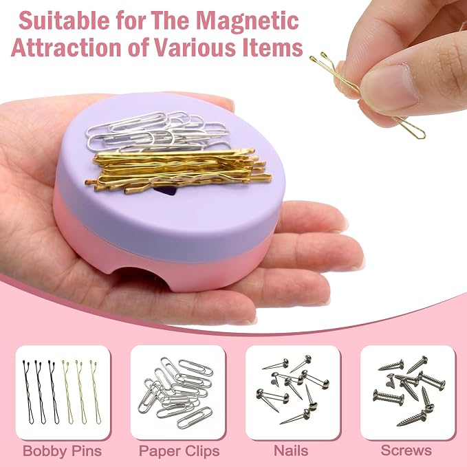 Sizobi Pink Magnetic Pin Holder with Thread Cutter, Blade Saver | Double-Sided Magnetic, 12 Cutting Point, Concealed Blade, Vertical Placement, Multi-functional Storage, Flower-shaped Design