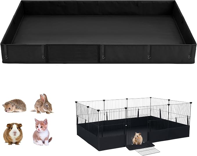 Guinea Pig Cage Liner, with Open Door Design, 48" L x 24" W | One-Hand Hook, Waterproof Washable Tarpaulin Bottom, for C&C Grid, Rabbit Hedgehog Habitat Liner