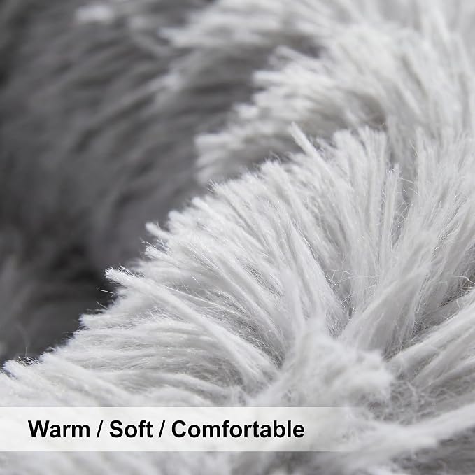Calming Donut Small Dog Bed for Chihuahua Yorkie Maltese Shih Tzu | 19 Inch Washable Puppy Bed,Ultra Soft Faux Fur Round Dog Bed,Grey