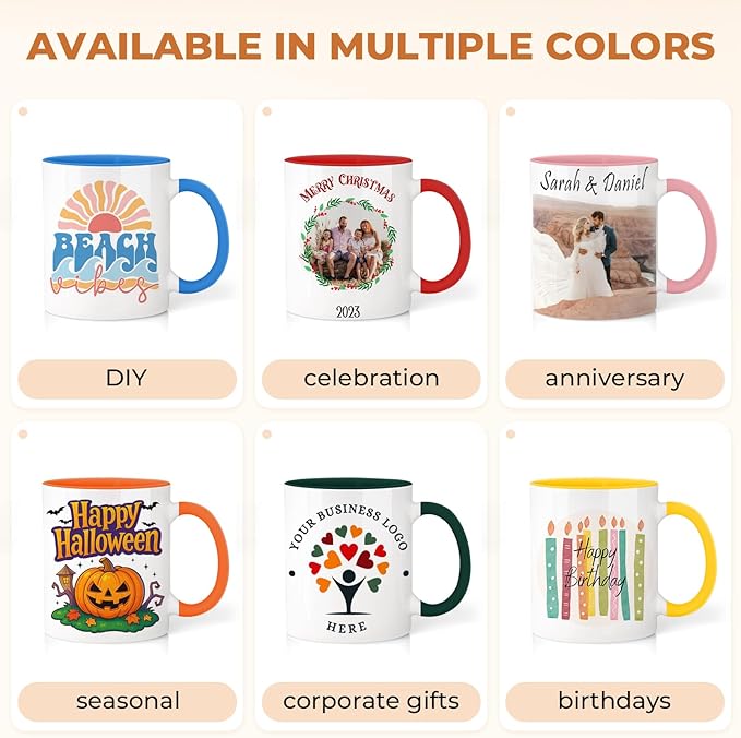 Custom Coffee Mug with Logo Text Photo Personalized Ceramic Mug 11oz Coffee Mug, Customized Gift for Men & Women Birthday Wedding Anniversary Halloween Christmas