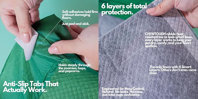 Hopp'd™ Disposable Cage Liners for Guinea Pigs, Rabbits, Ferrets & Small Pets - Ultra Absorbent Bunny Pee Pads with Bamboo Odor Control; Guinea Pig Bedding (18" x 24" Small Essential) | 24 Count
