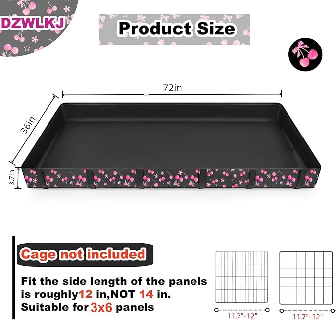 DZWLKJ Waterproof Guinea Pig Cage Liner,Washable Tarp Bottom Base,Cherry Graphic,36"x72", Reusable for Rabbit, Chinchilla, Hedgehog, Ferret & Other Small Animals.