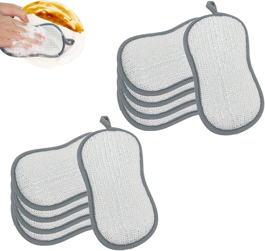 Multifunctional Double Wire Dishwashing Rags, 2026 New Multipurpose Sponge, Durable Cleaning Cloth for Home Kitchen,Dish Sponge for Kitchen Cleaning, Reusable Cleaning Pad for Families (10)