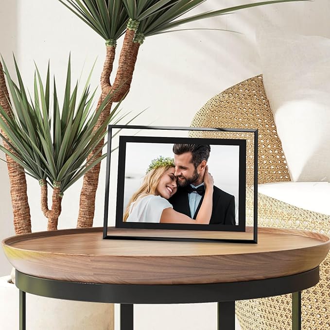 5x7 Picture Frames Black - Set of 4, HD Real Glass 5 by 7 Photo Frame for Tabletop Display, Wedding Birthday Christmas Day Gifts (5 x 7, Black)