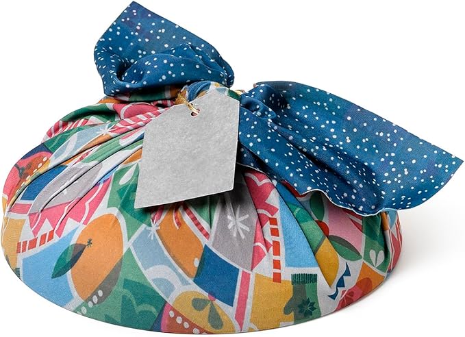 SHIKIWRAP Reusable Cloth Gift Wrap – Set of 3 Holiday Shapes & Deep Blue Eco-Friendly, Reversible, Stretchy Furoshiki Fabric Wrap for Birthday Gifts, Holidays, Special Occasions & Sustainable Living