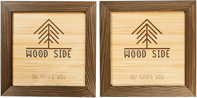 Rustic Wooden Square Picture Frames 8x8 - Set of 2-100% Natural Solid Eco Wood with Real Glass for Wall Mounting and Tabletop Photo Frame - Brown Wenge