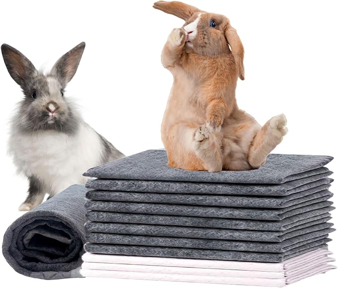 kathson 100 Piece Rabbit Pee Pads,Disposable Pet Pees Pad,Cage Black Carbon Liner,Super Absorbent Leak Proof Cushion Reduce Odor Bunny Training Accessories for Puppy Kitten Hamsters Hedgehog(S)