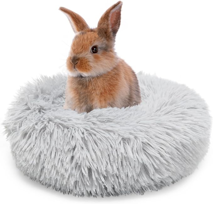 Bunny Bed Rabbit Hideout for Guinea Pig | Soft & Comfortable Small Animal Bedding Cozy Bed Mat Warm Hideaway Cage Accessories Light Grey