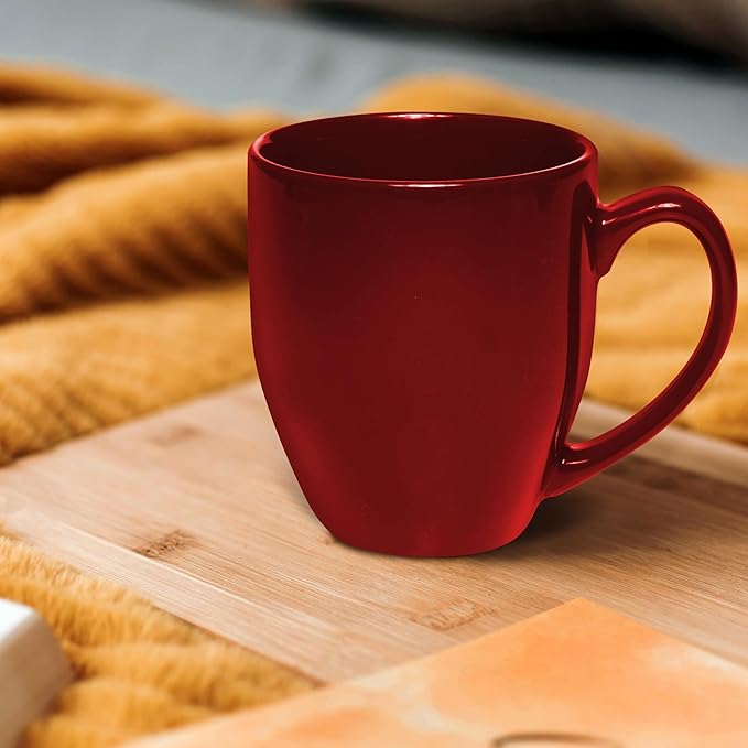 DISCOUNT PROMOS Large Coffee Cups 16 oz. Set of 10, Bulk Pack - Perfect for Tea, Espresso, Cappuccino, Hot Cocoa - Maroon