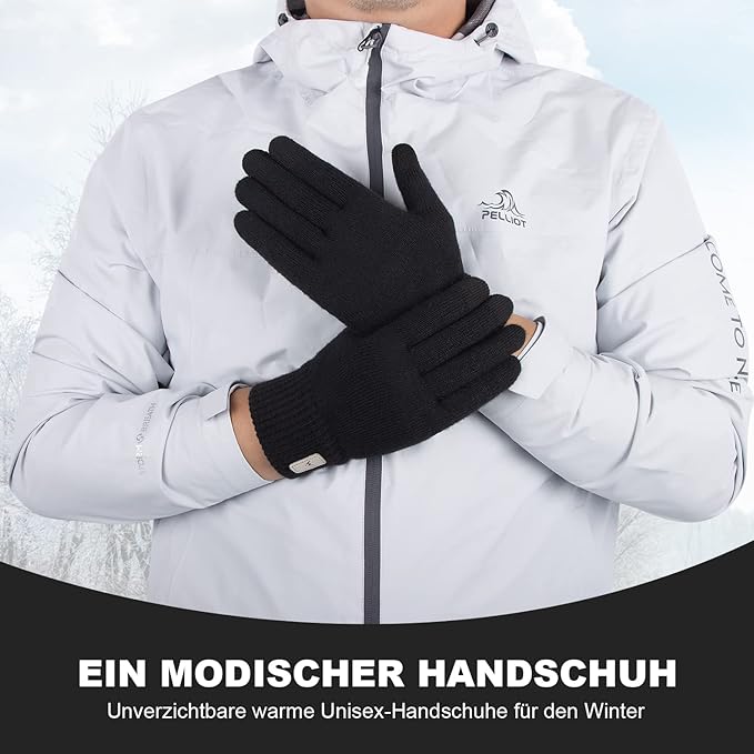 Benirap Winter Gloves for Men Women, Warm Touchscreen Winter Gloves Windproof Non-Slip for Cold Weather Running Cycling Black