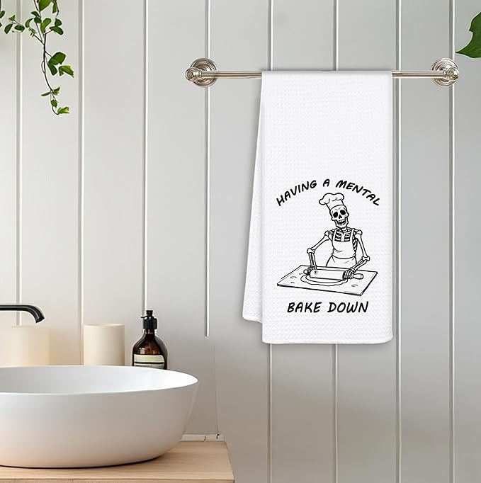 Funny Skeleton Chef Kitchen Towels, Baking Towels, Tea Towels for Baking, Gifts for Bakers Decorative Dish Towels for Kitchen Decor, Gifts for Baking Lovers, Gothic Kitchen Decor, 16x24 Inch